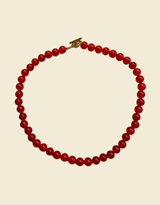 ruby red jade choker necklace