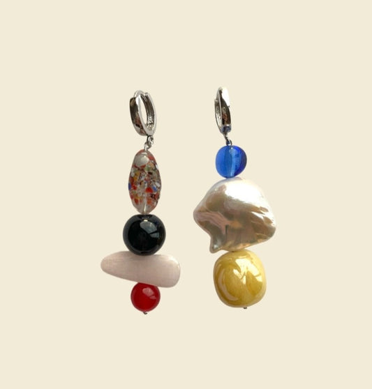 agnes mix gemstone hoop earrings
