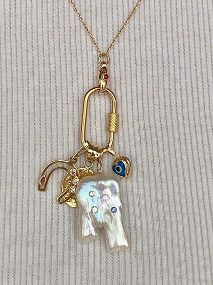 Gemstone Lock Charm Pendant