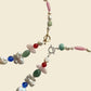 gemstone choker necklace featuring freshwater pearls, gemstones, vintage murano beads