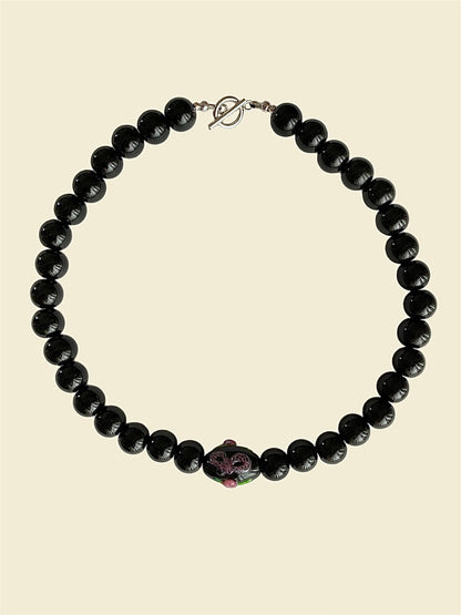 Bernadette Onyx Bow Necklace - iriss studio - necklaces